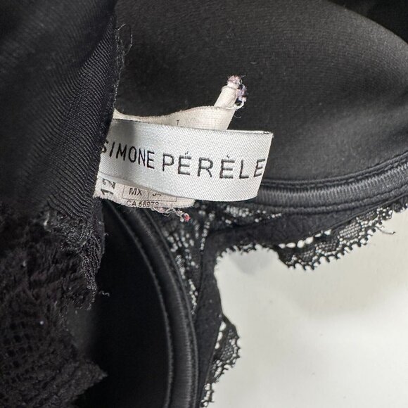Simone Perele 34F Bra Underwired Black Smooth Floral Mesh Bow Adjustable Straps - Picture 13 of 16